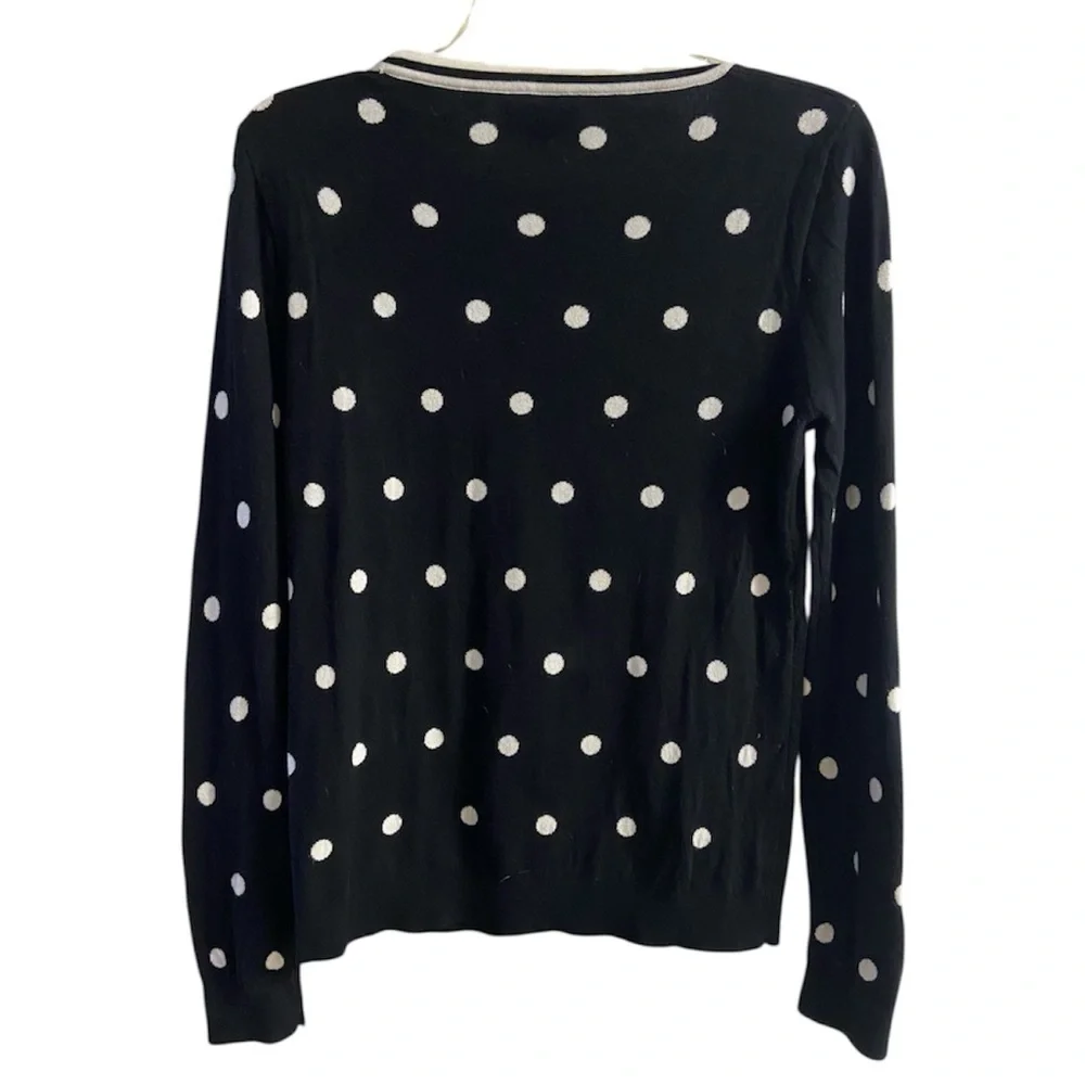 J. Crew black label black white polka dots crewneck sweater cotton Medium